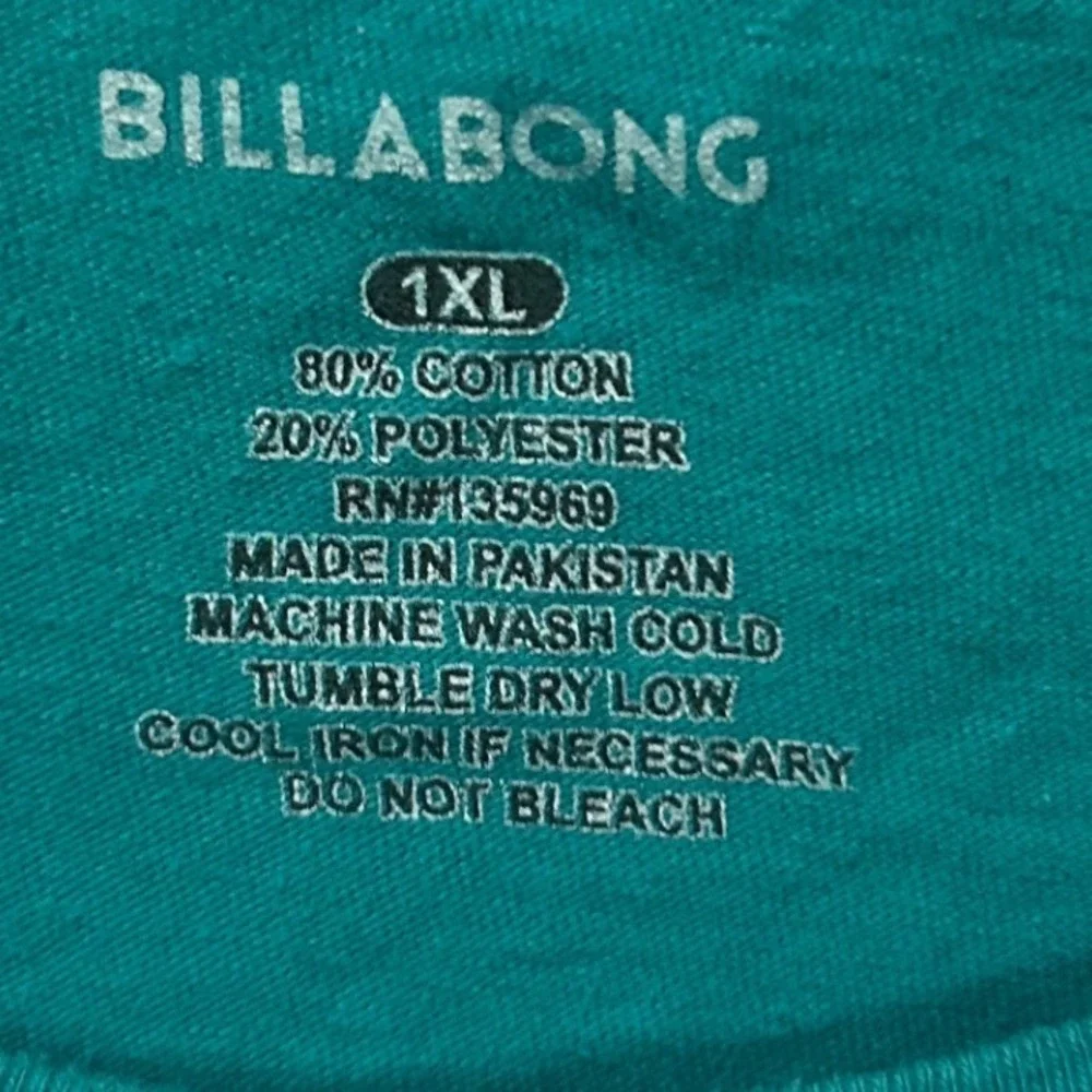 Billabong Mens 1XL Teal Green Graphic Logo Short Sleeve Crew Neck T-Shirt